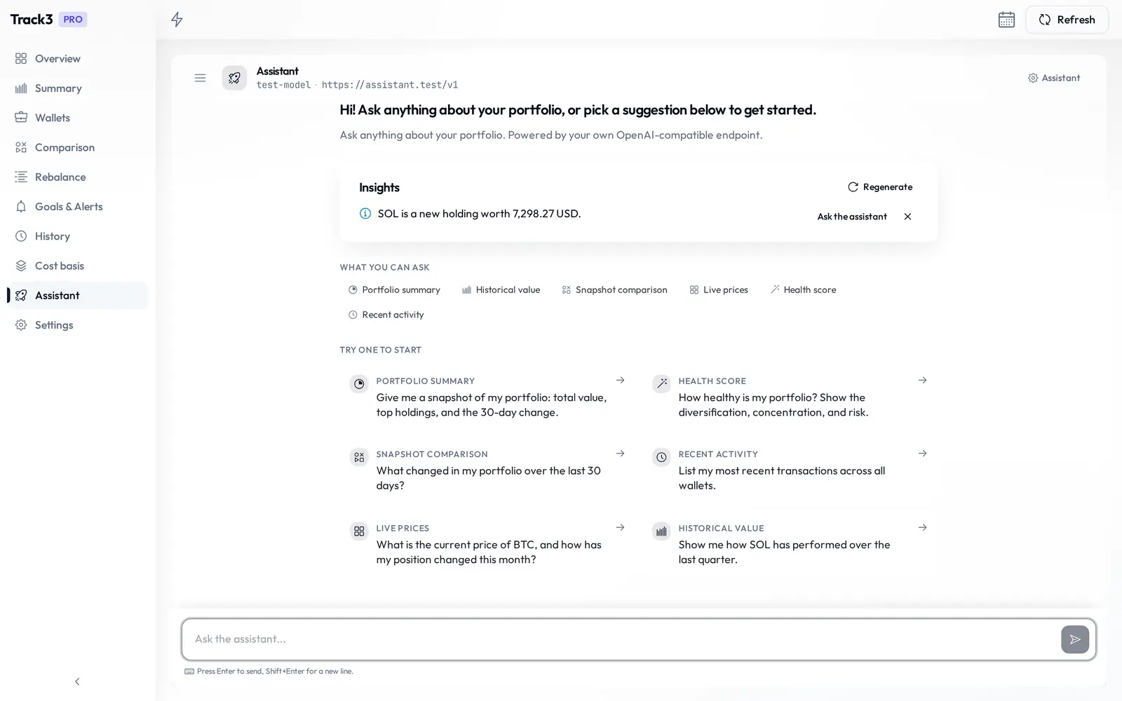 Track3 AI assistant on desktop